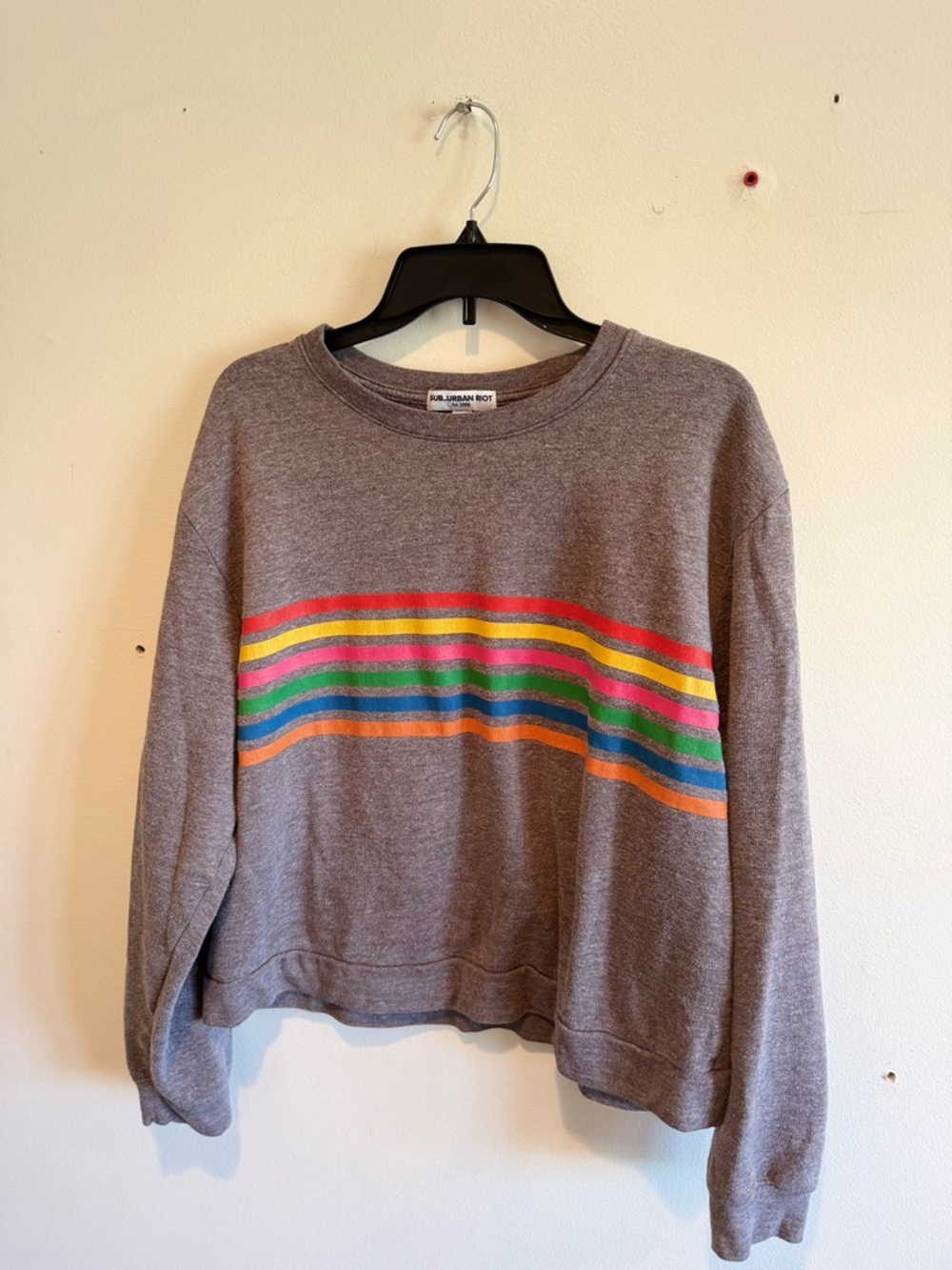 Sub Urban Riot Crewneck Sweatshirt Colorful Stripe Graphic Size XL Loungewear - Picture 6 of 6